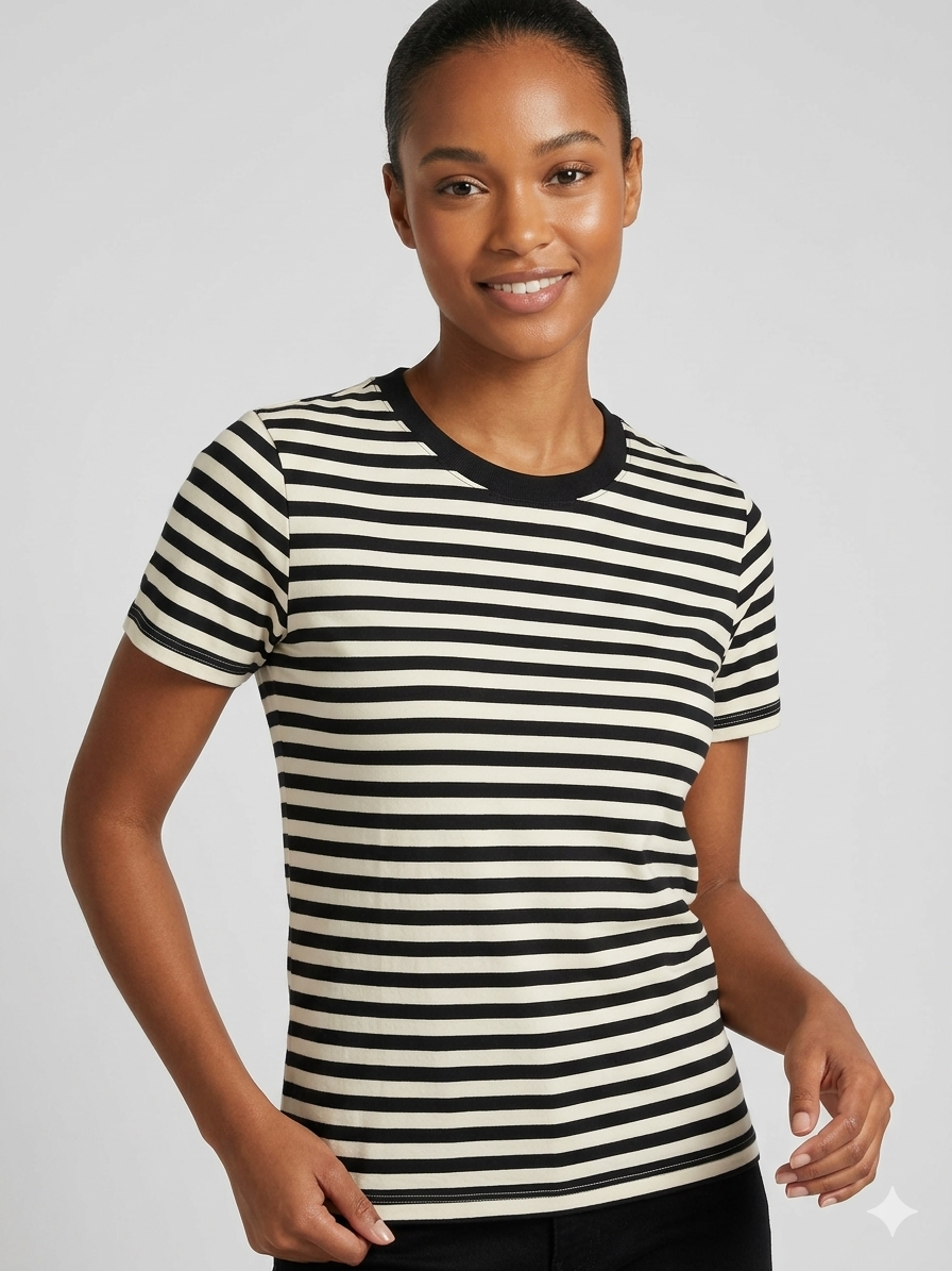 Primark Essentials Striped Crew Neck Tee