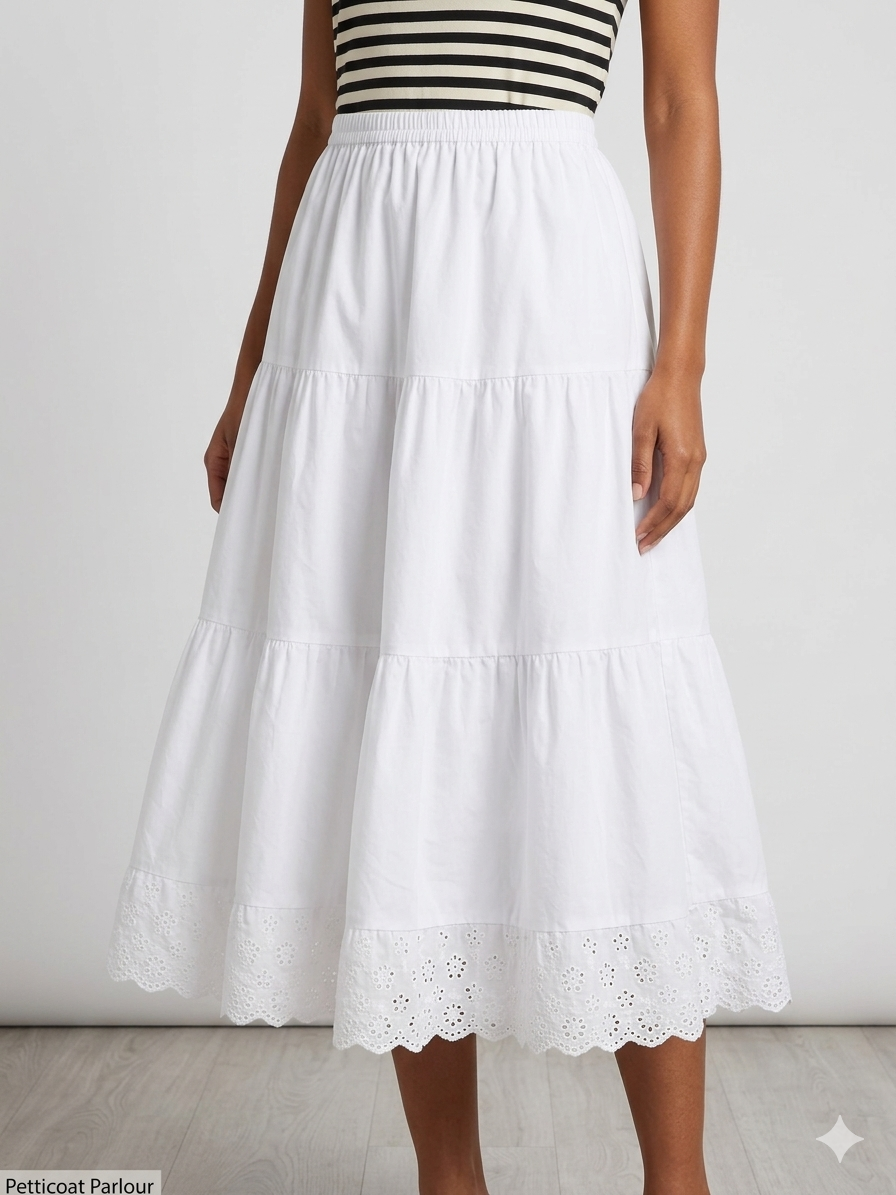 Grace Broderie Tiered Midi Skirt