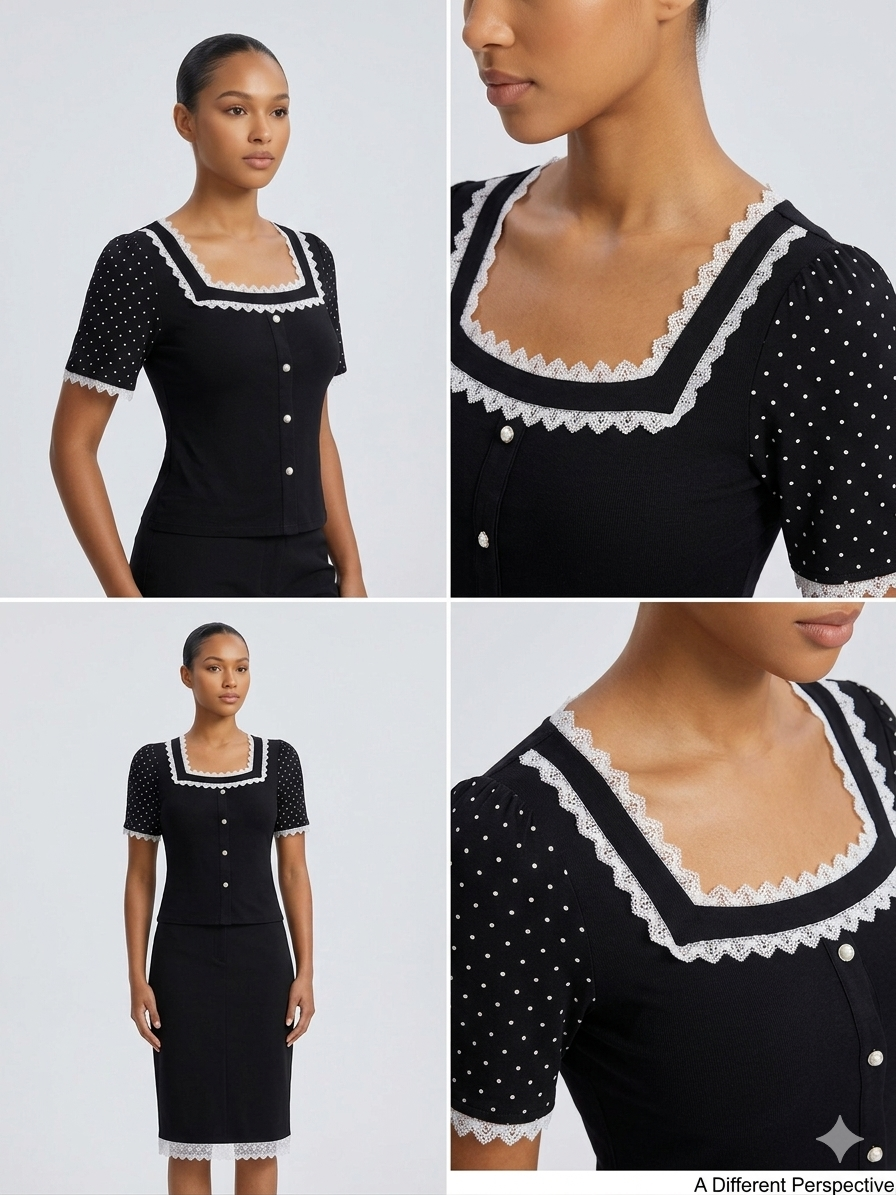 Vintage Muse Polka Dot Lace Top 1