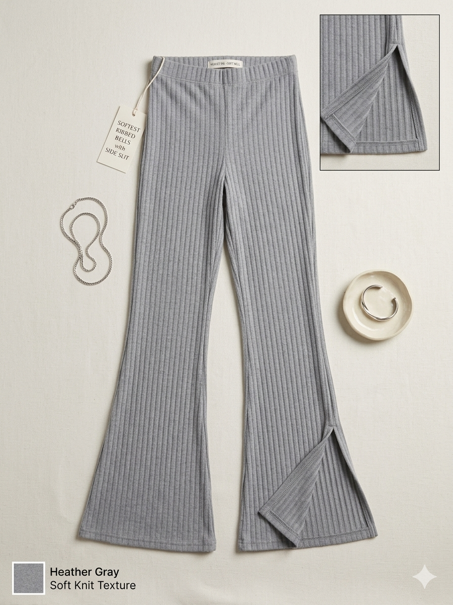 Ribbed Side-Slit Flare Leggings