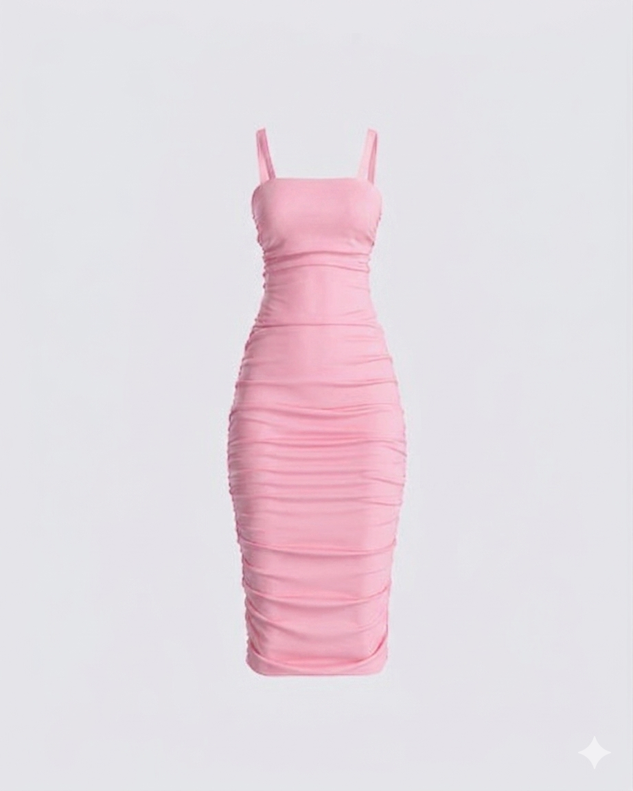 Ruched Bodycon Midi Mesh Dress 2