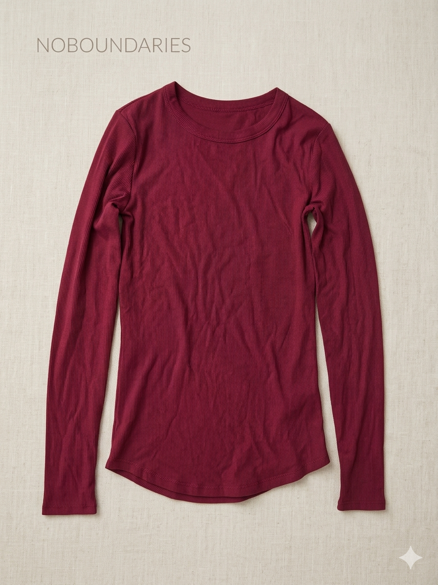 No Boundaries Long-Sleeve Ribbed Crew Neck Top 5