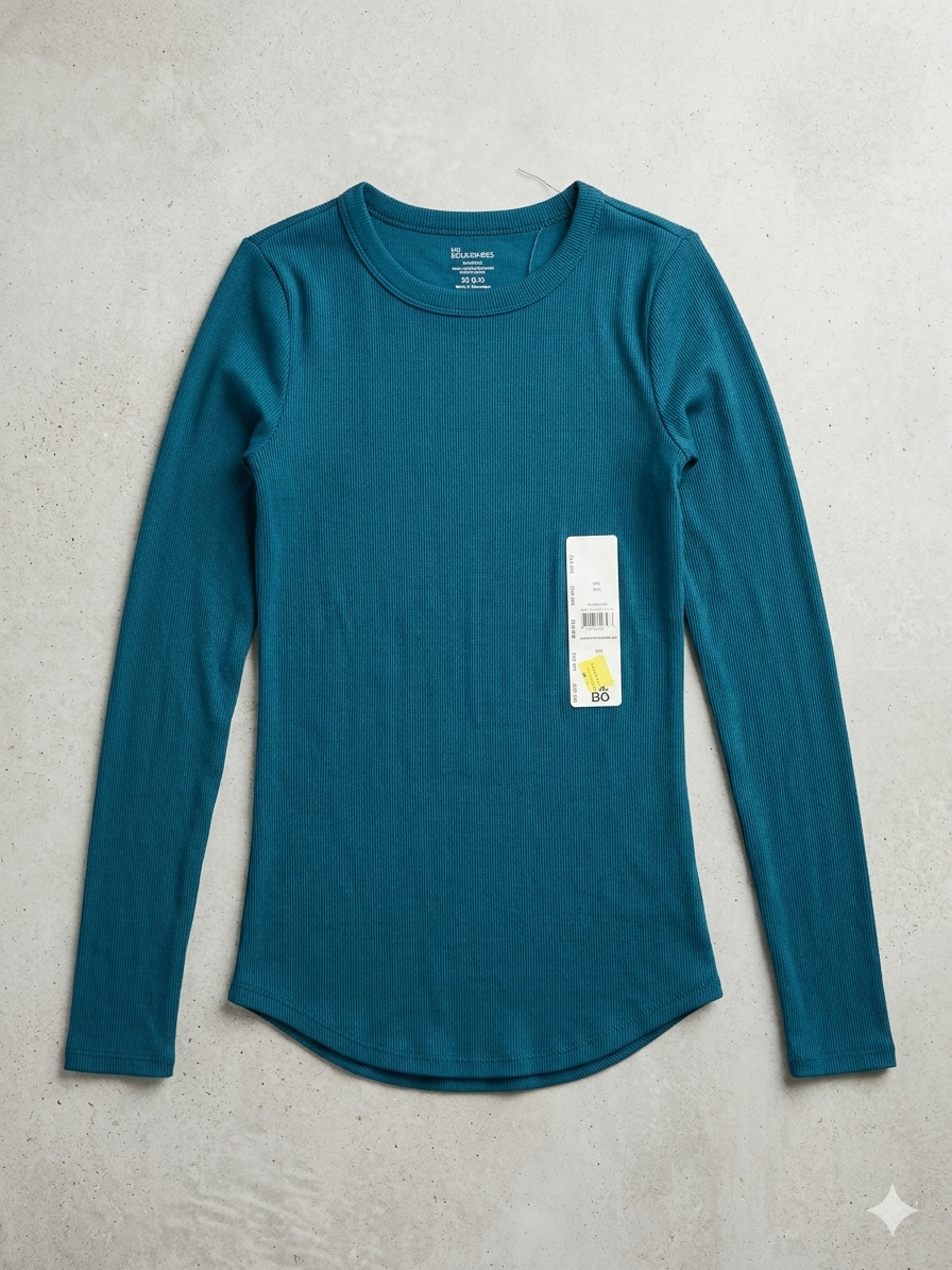 No Boundaries Long-Sleeve Ribbed Crew Neck Top 1