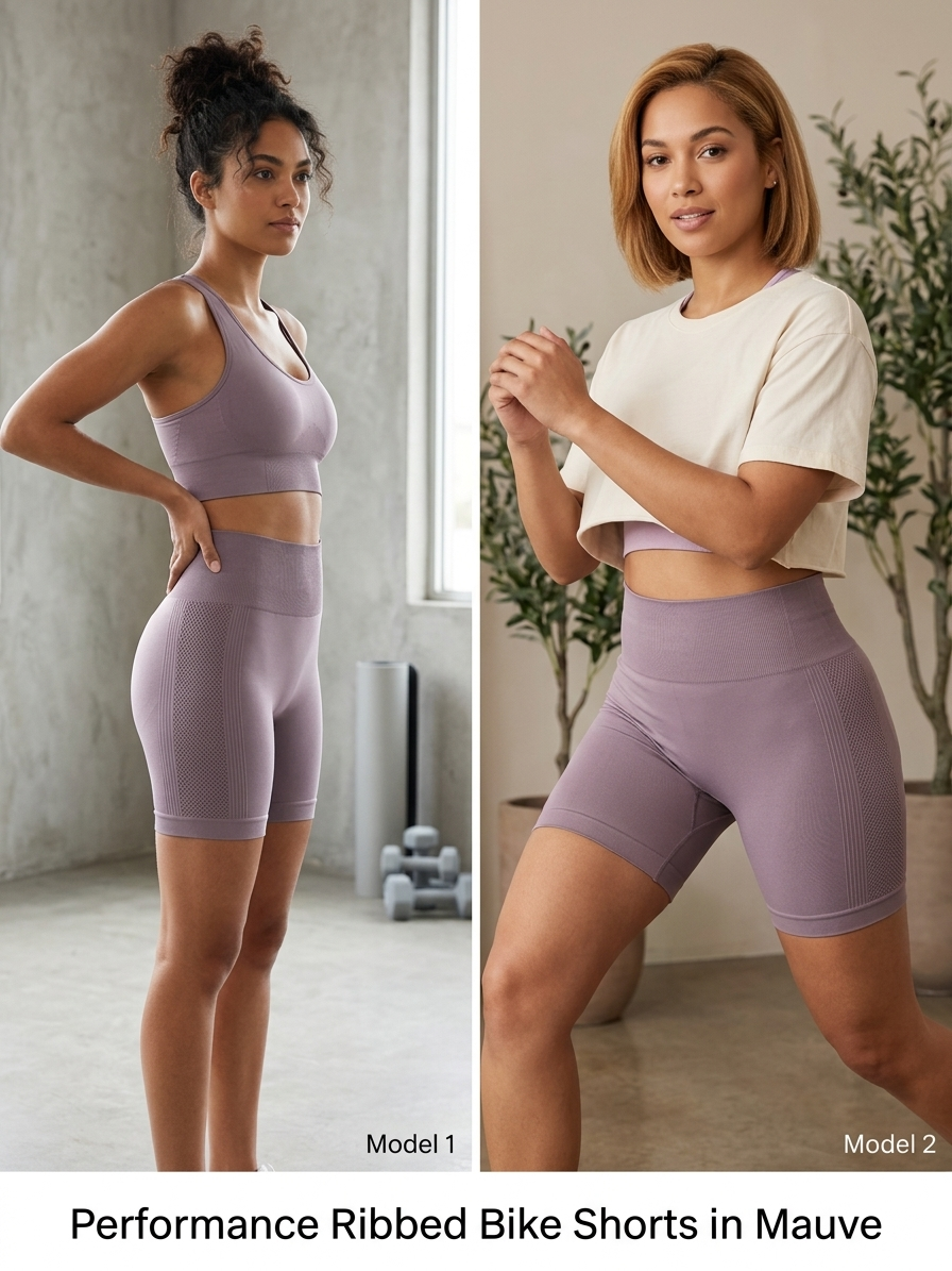 High-Waisted Ribbed Biker Shorts 1