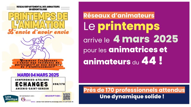 Printemps de l'Animation du réseau des animateurs de Loire-Atlantique le 4 mars 2025 ! 