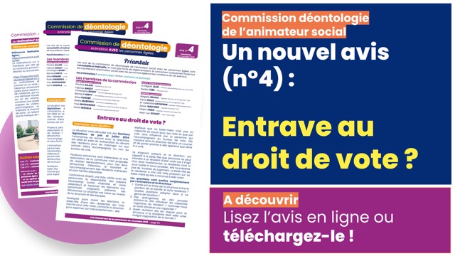 Un 4ème avis rendu par la commission de déontologie de l'animateur social.