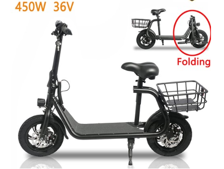 Sports Electric Scooter with Seat 36V Lithium Electric Bike 450W Adult Commuter