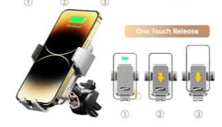 Wireless Car Charger, Phone Holders for Your Car, 15W Auto Clamping Phone Mount Car Accessories for iPhone 16 15 14 13 12 Mini Pro Max, Samsung Galaxy S24 Ultra S23 S22+ Note 20