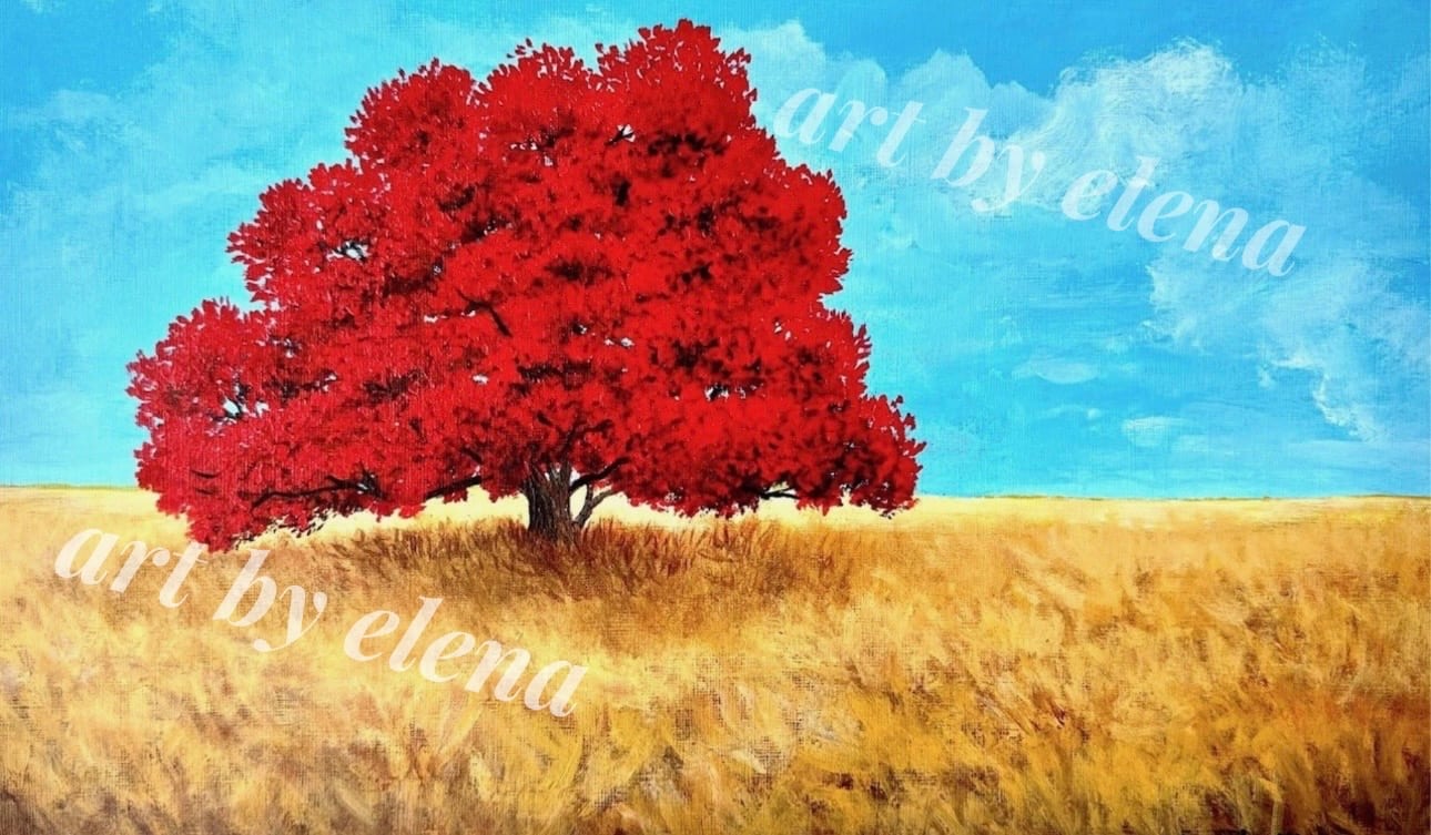 Red Tree On The Prairie