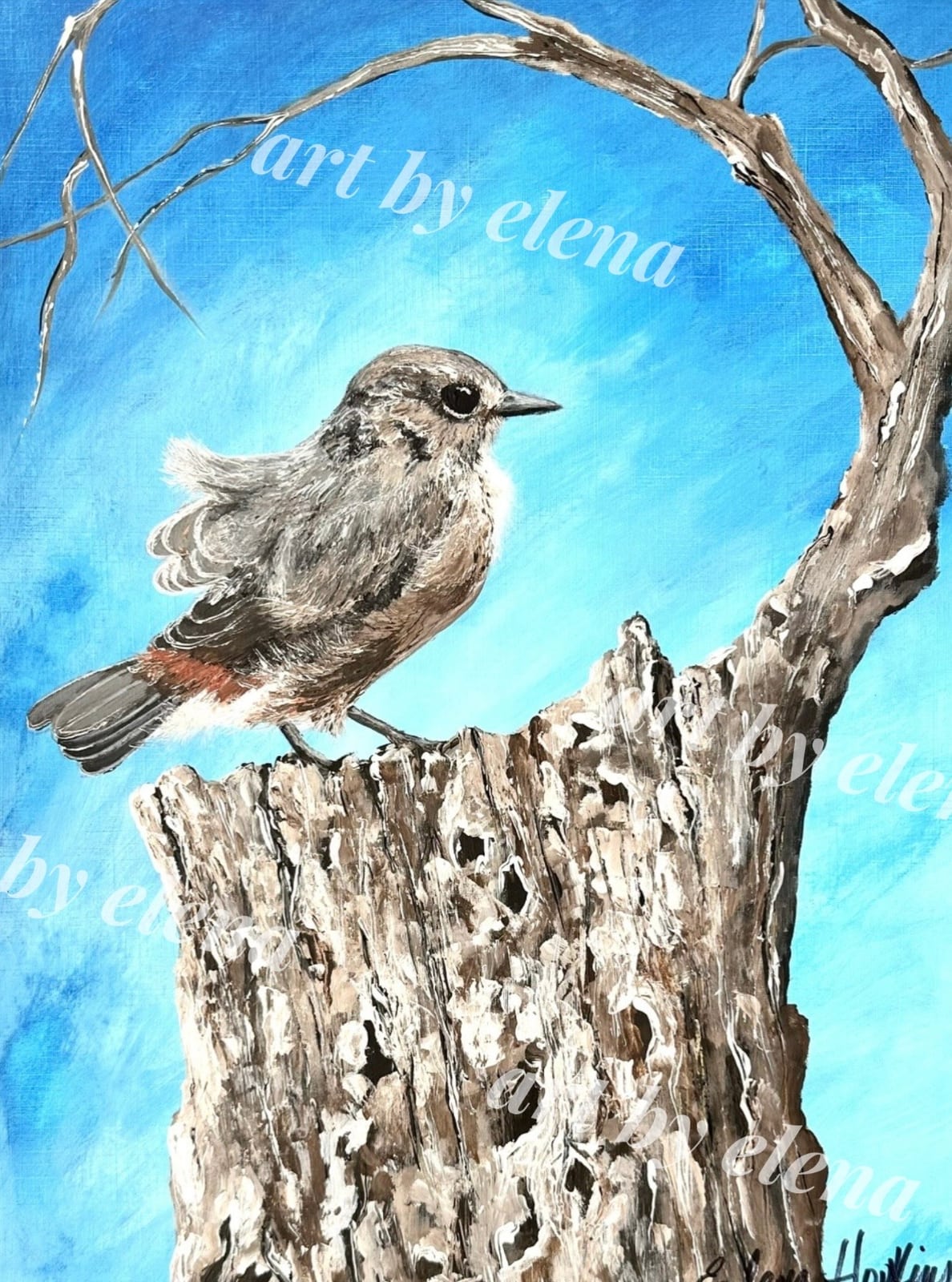 Bird On A Tree Stump