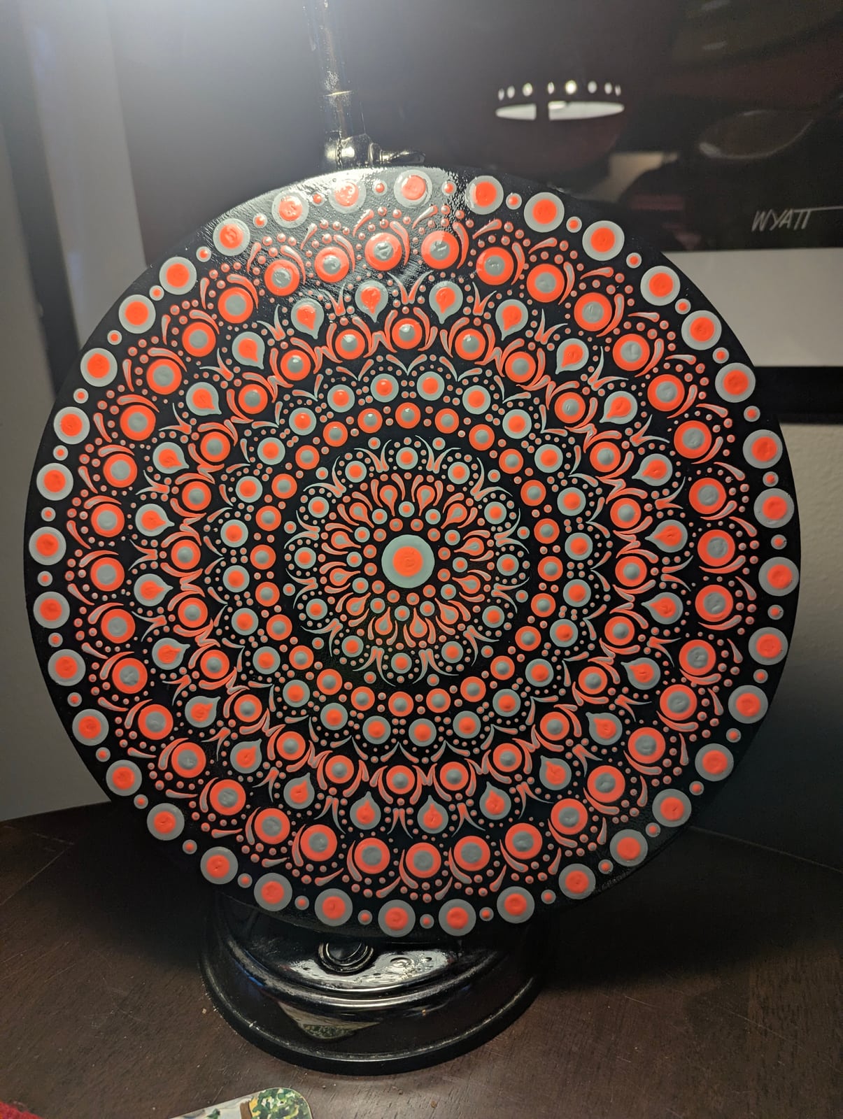 "coral and gray mandala"
