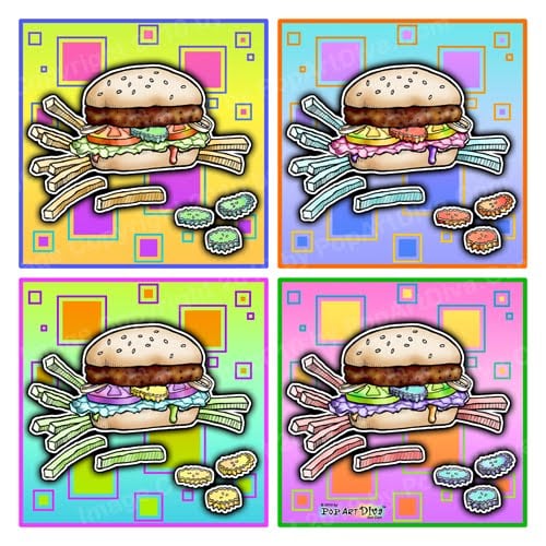 POP ART HAMBURGER WITH FRIES
