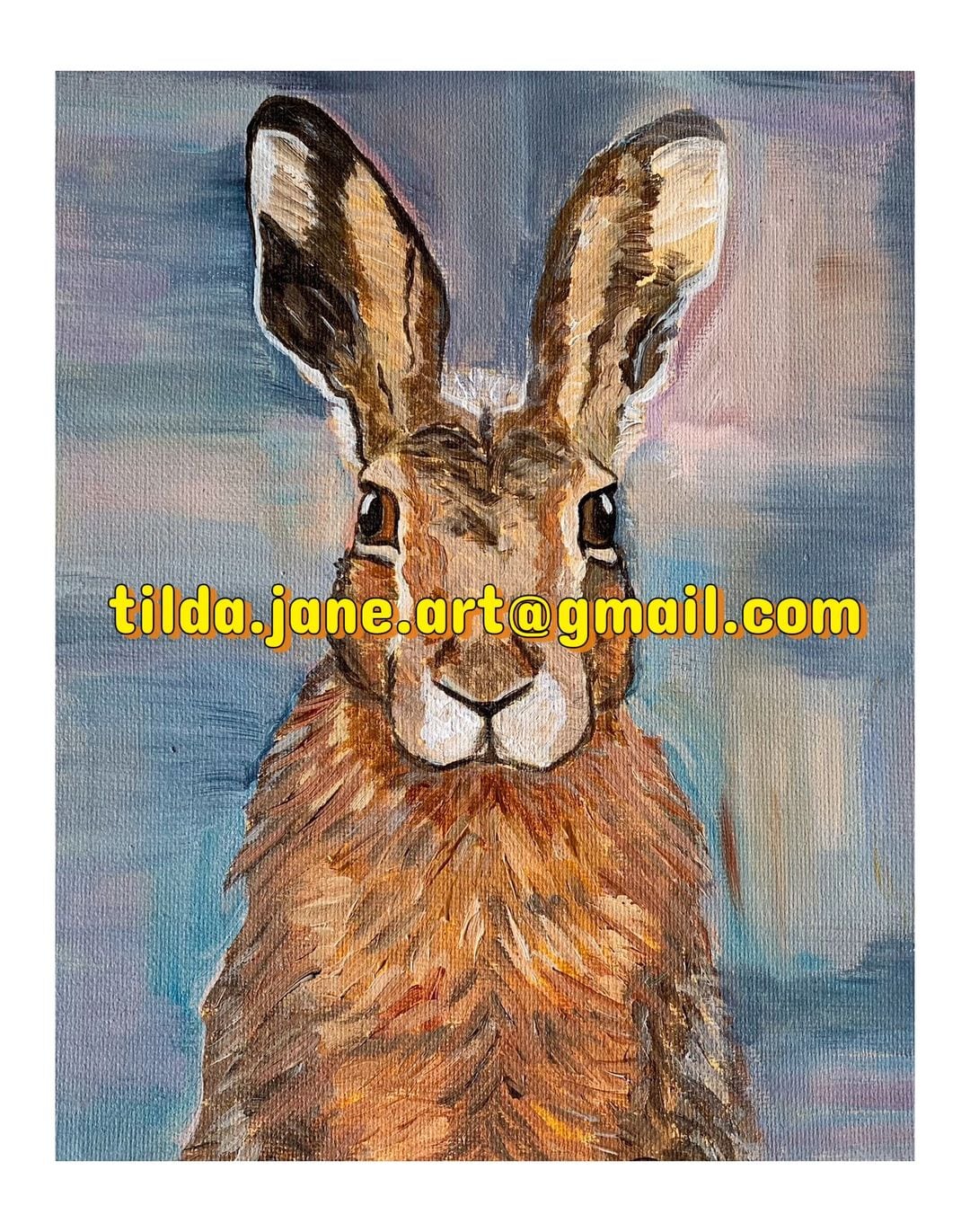 10x10 Giclee print of original acrylic painting of a Hare