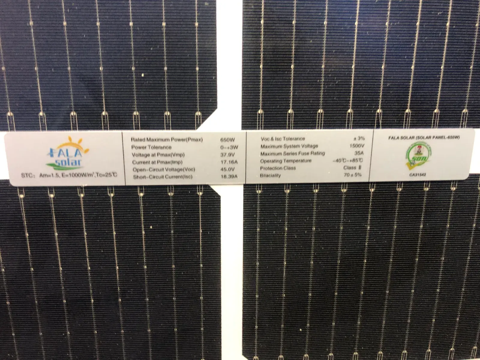 650w monocrytalline bifacial panel, photo 2 of 2