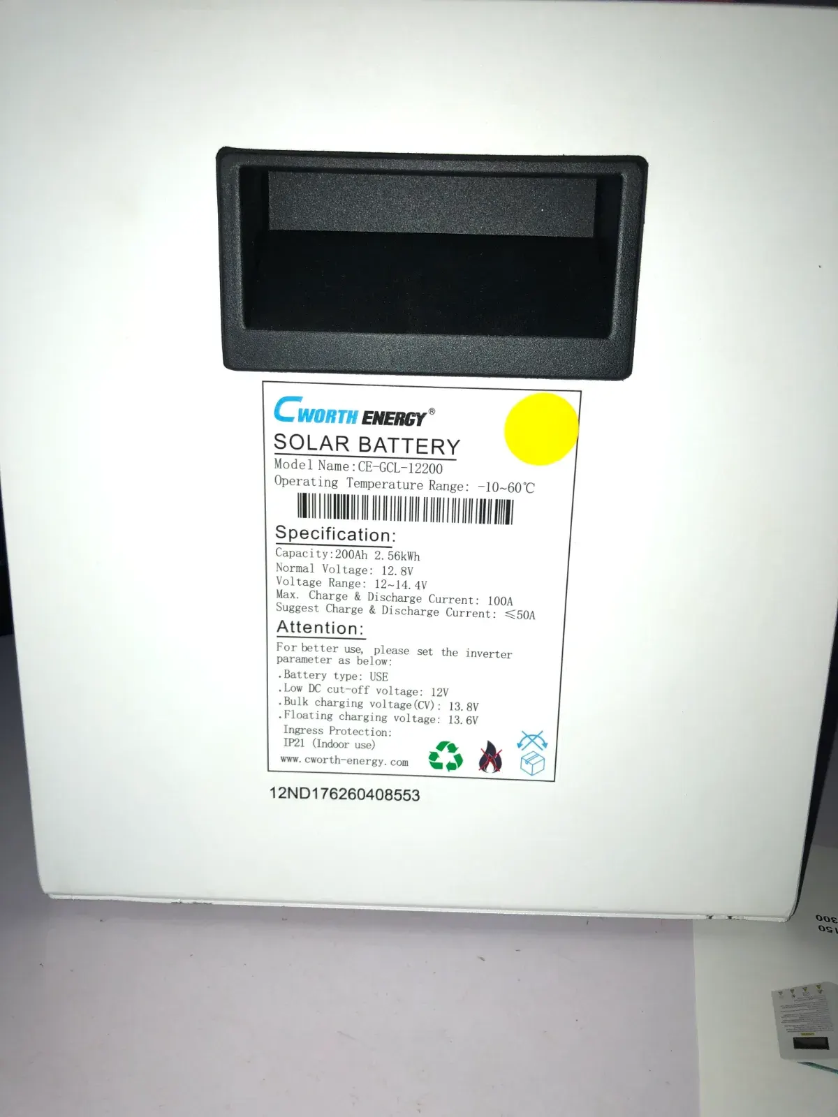 2.56KWh Cworth Lithium Battery (200Ah 12V), photo 3 of 3