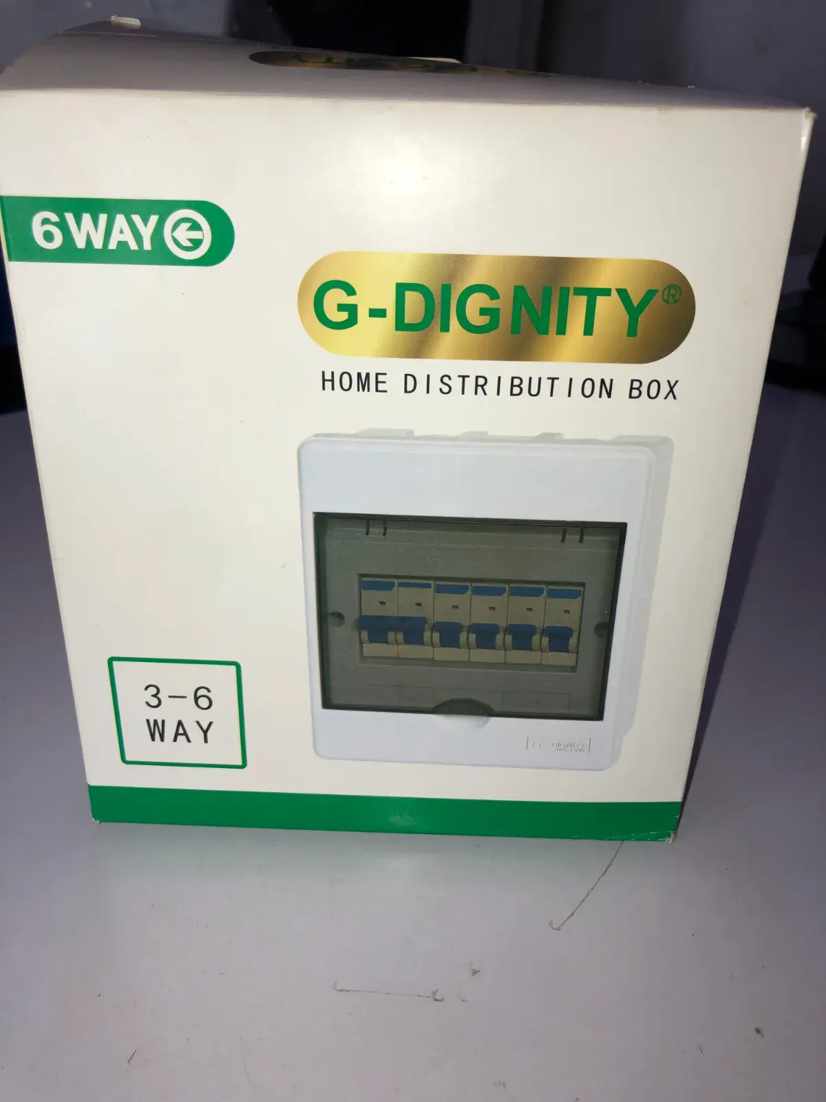 6 Way Circuit Breaker Distribution Protection Box with DIN Rail, Surface-Mounted