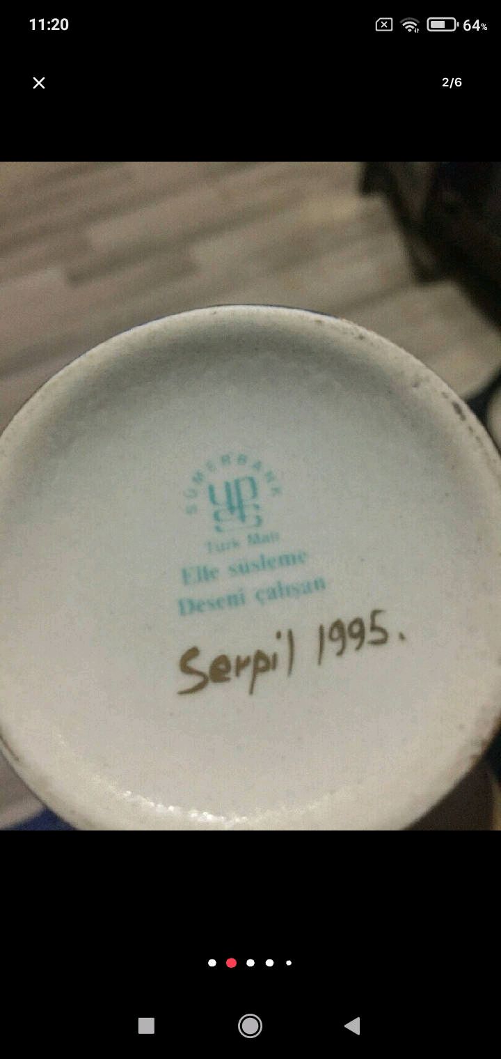 Sümerbank el boyama vazo 3