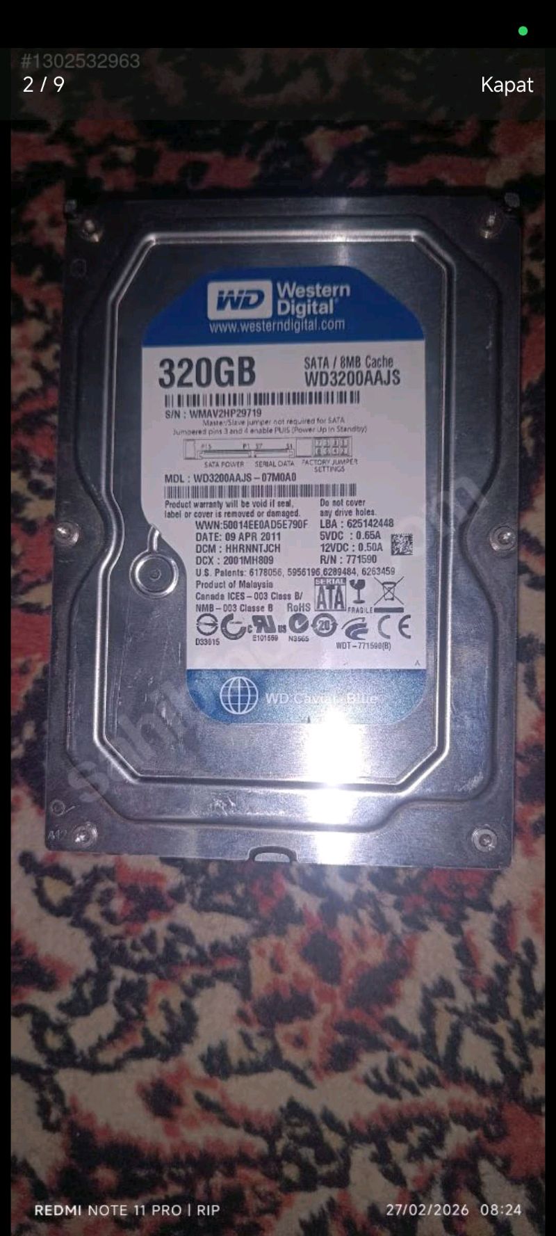 lntenso 256 Gg taşıyıcı 320 GB 