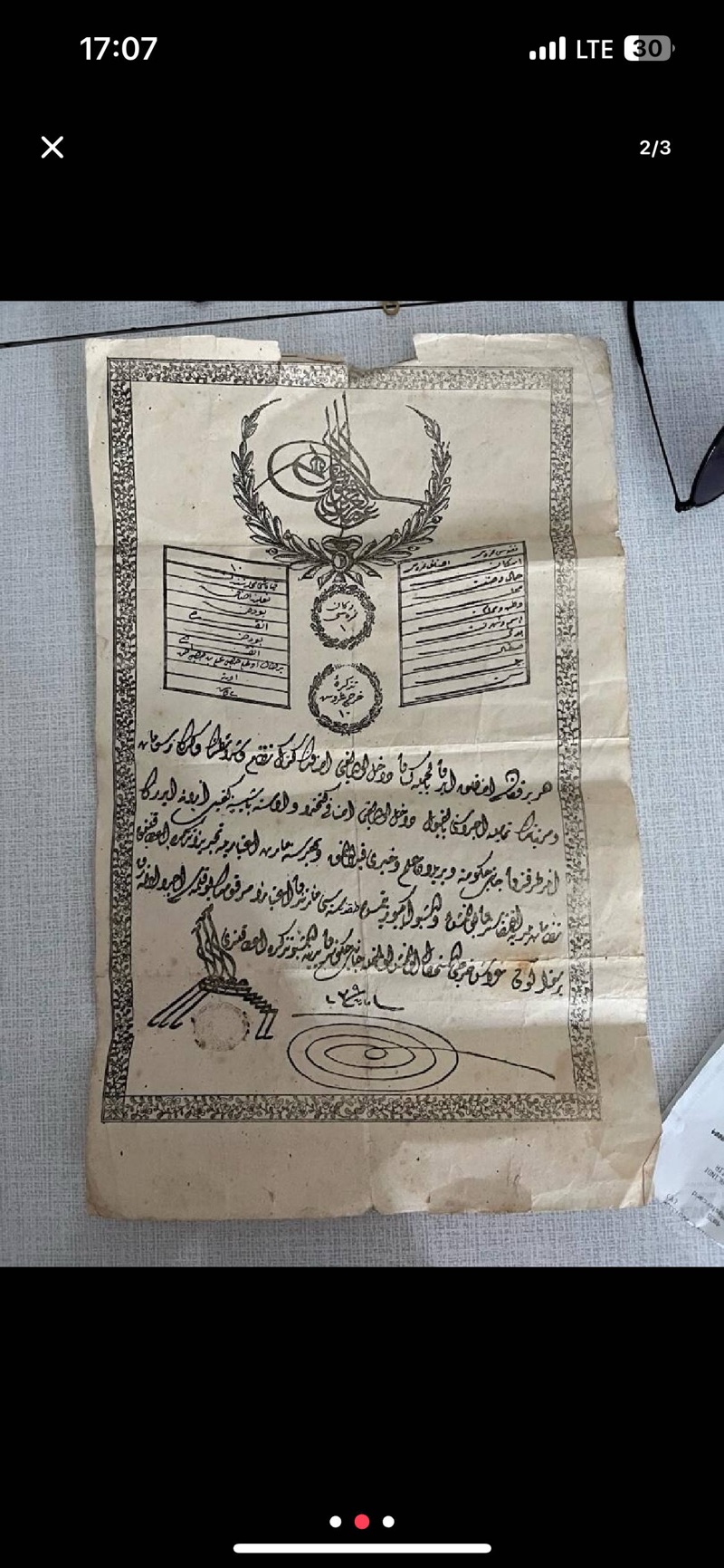 Enver Paşa İmzalı R1279 tarihli Berat 2