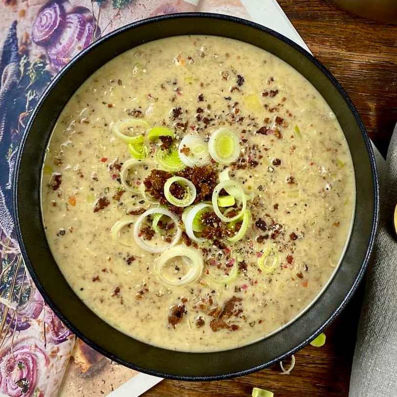 Käse-Lauch Suppe (mit Hackfleisch)