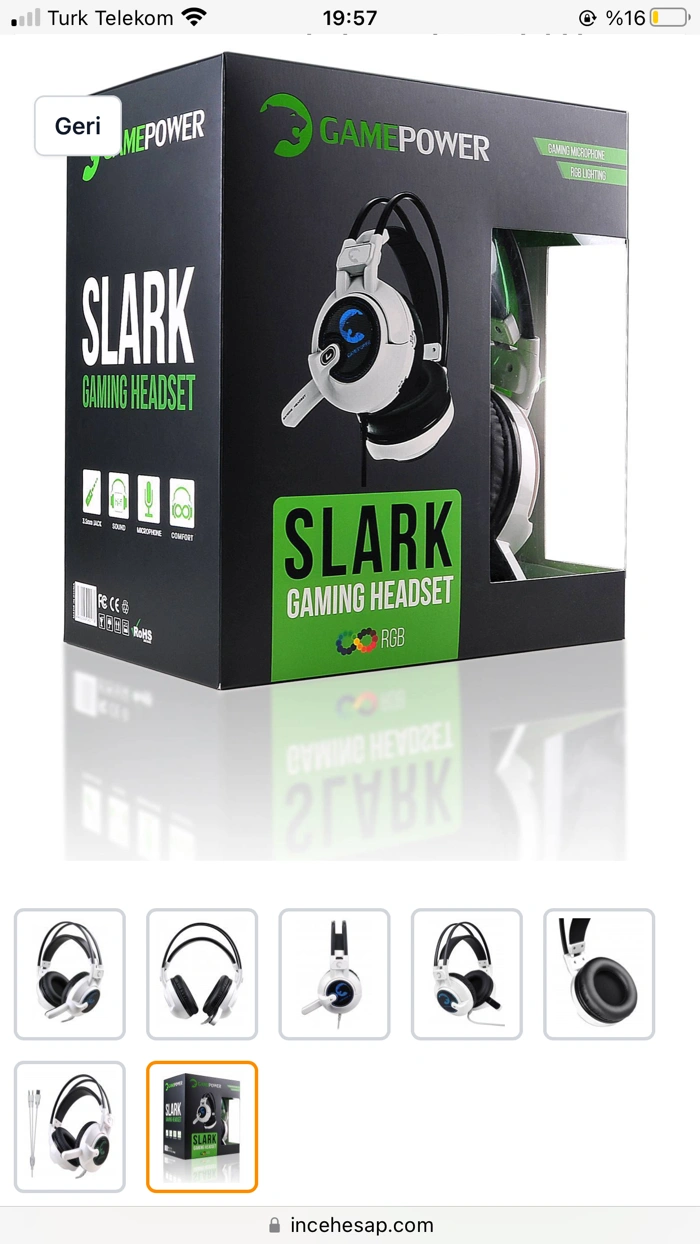 GamePower Slark Gaming Kulaklık Neodimyum 50mm Sürücüler 113dB Hassas Mikrofon -43dB RGB LED 