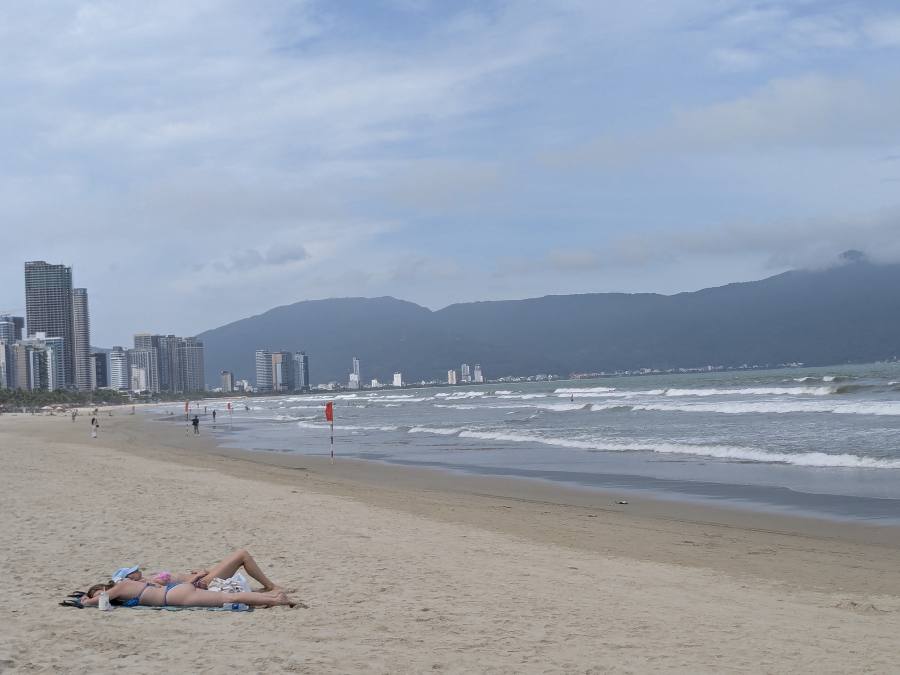 A long sandy beach and calm sea at Da Nang