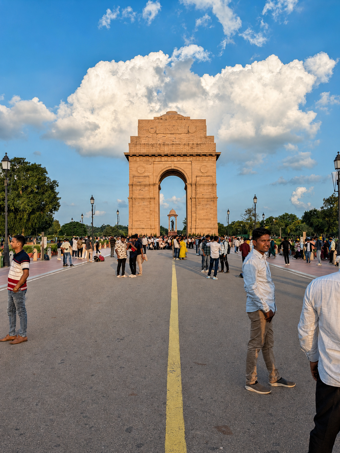 India Gate framed by a dramatic September sky in Delhi