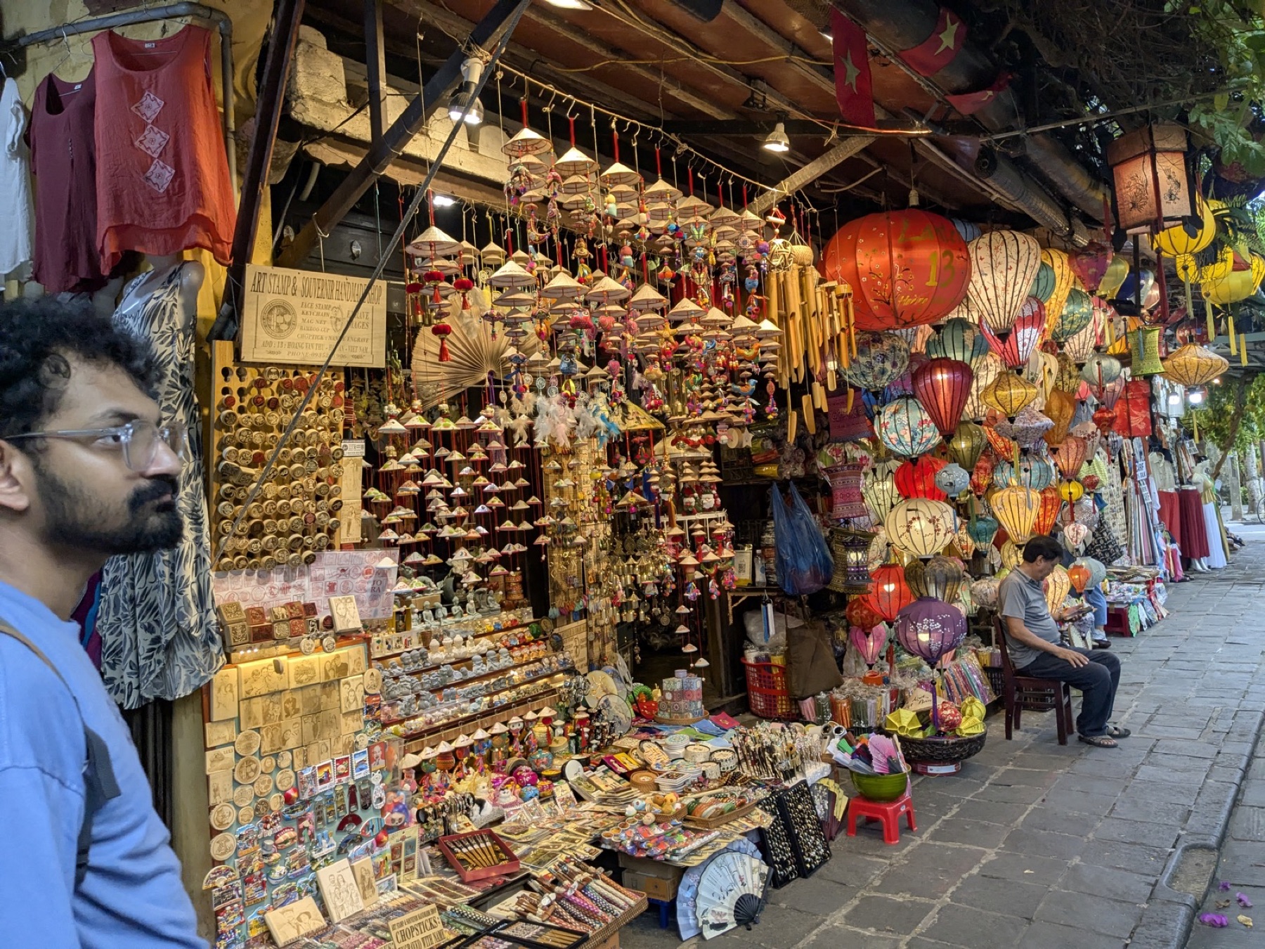 Colourful silk lanterns glowing in Hoi An