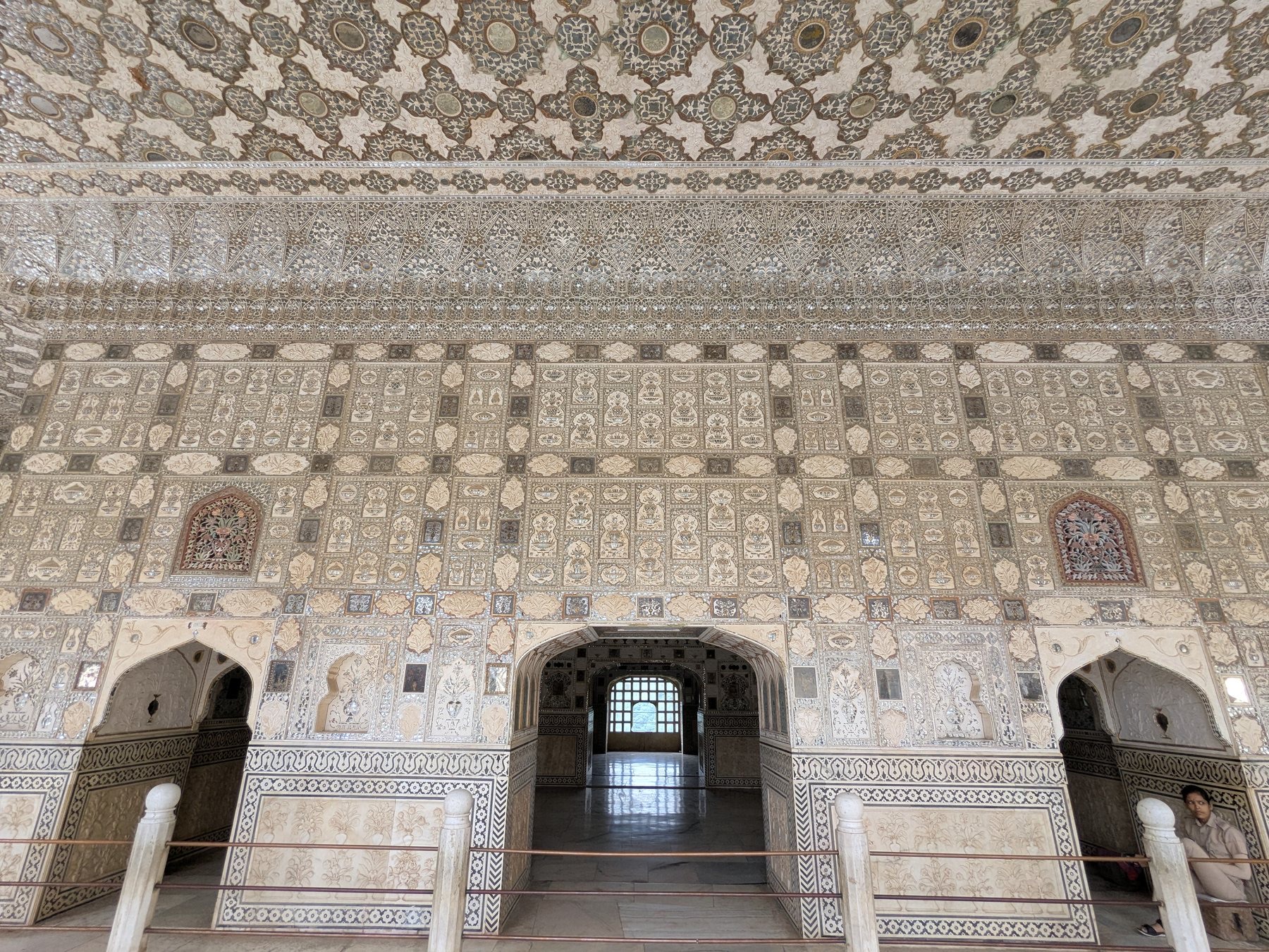 Reflective mirror mosaic inside Amer Fort