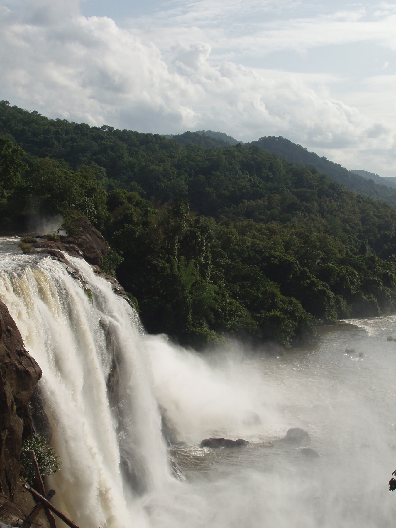 Athirappilly Falls dropping across a broad rock face