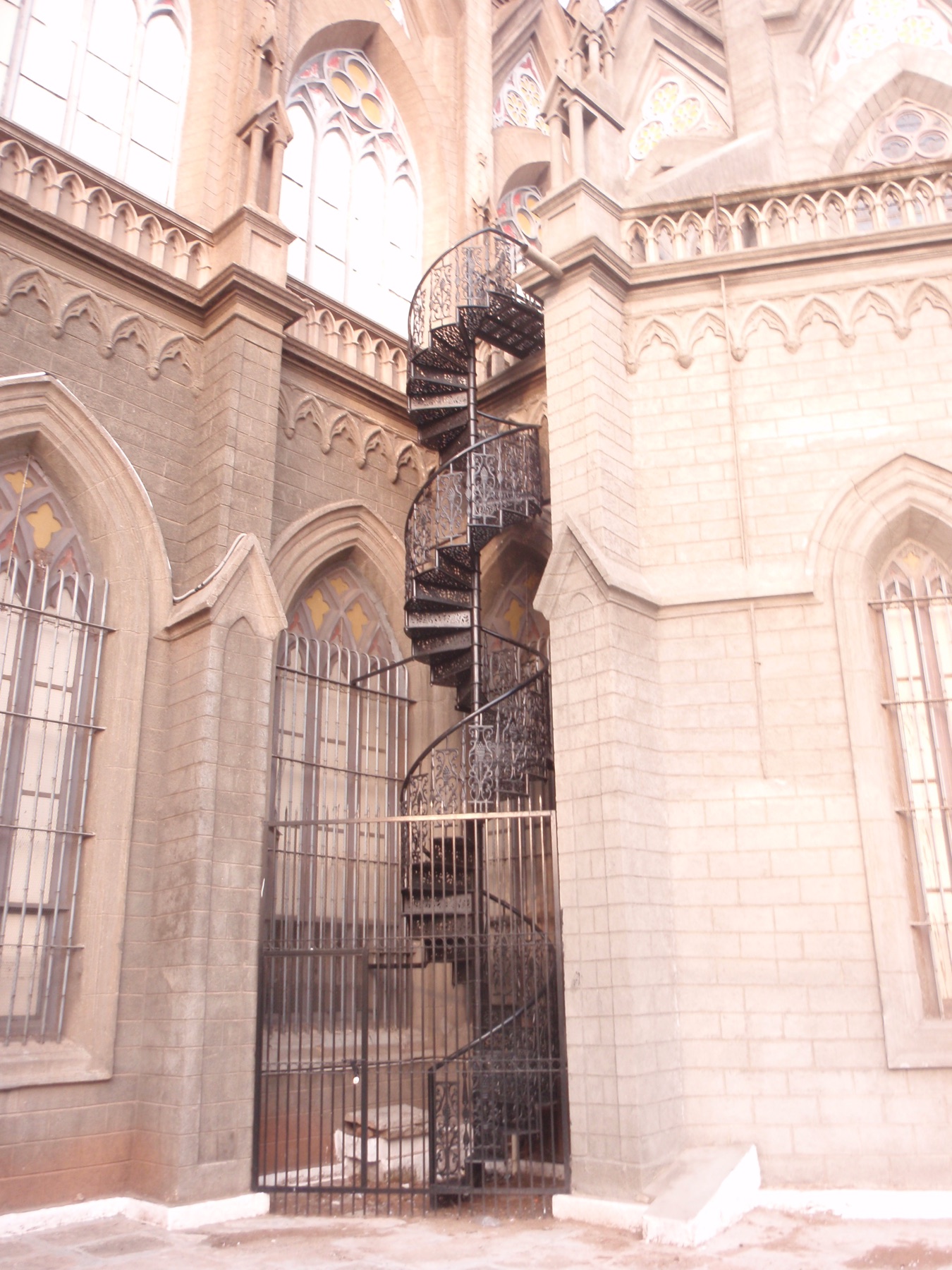 A pale stone architectural detail at St Philomena's Cathedral