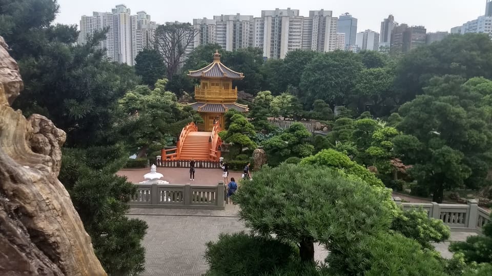 Pavilion, water, and carefully composed planting in Nan Lian Garden