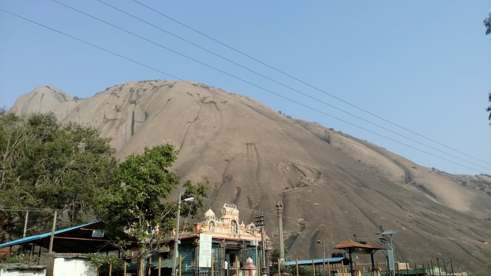 Exposed granite trail climbing Savandurga