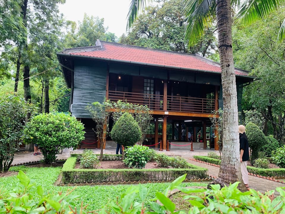 Ho Chi Minh's timber stilt house among green gardens