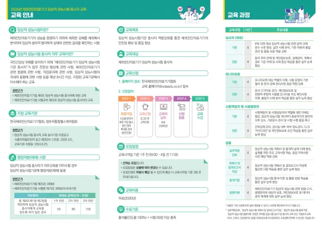 2026년 체외진단의료기기 임상적 성능시험 종사자 교육 안내 리플렛