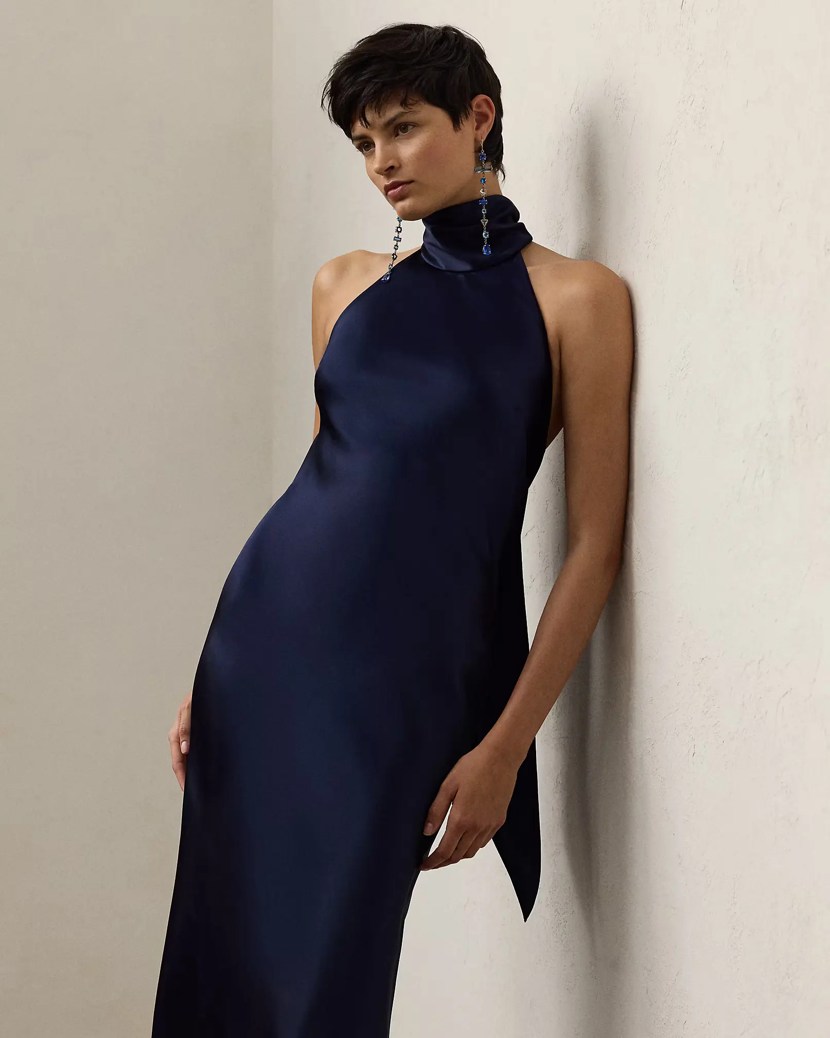 Chilton Stretch Satin Evening Dress  thumbnail 3