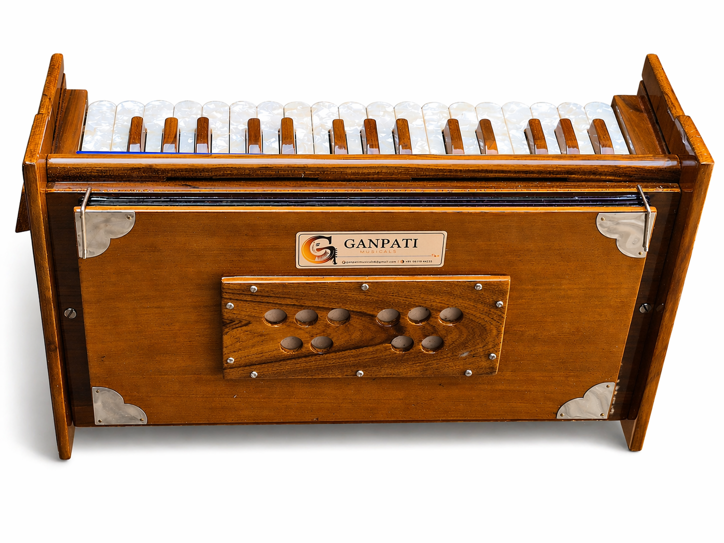 Dulcetina Portable Harmonium – 32 Keys, 2¾ Octaves, Double Brass Reeds, Teak Wood, 440Hz for Bhajan, Kirtan, Yoga & Chanting — image 12