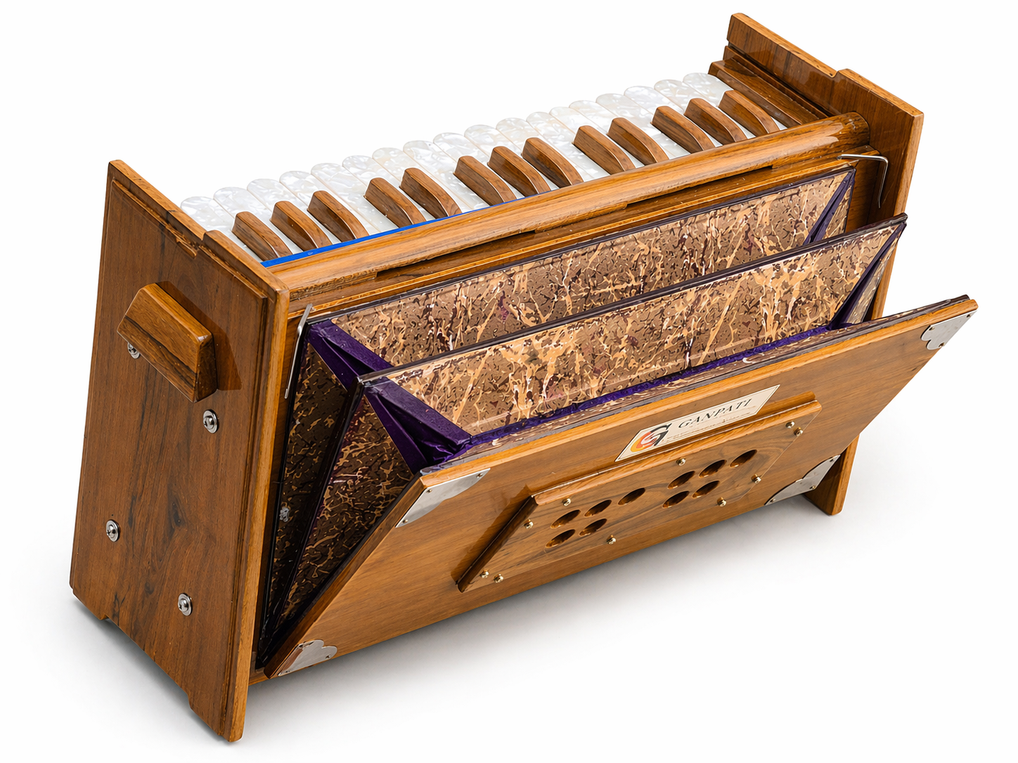 Dulcetina Portable Harmonium – 32 Keys, 2¾ Octaves, Double Brass Reeds, Teak Wood, 440Hz for Bhajan, Kirtan, Yoga & Chanting — image 8