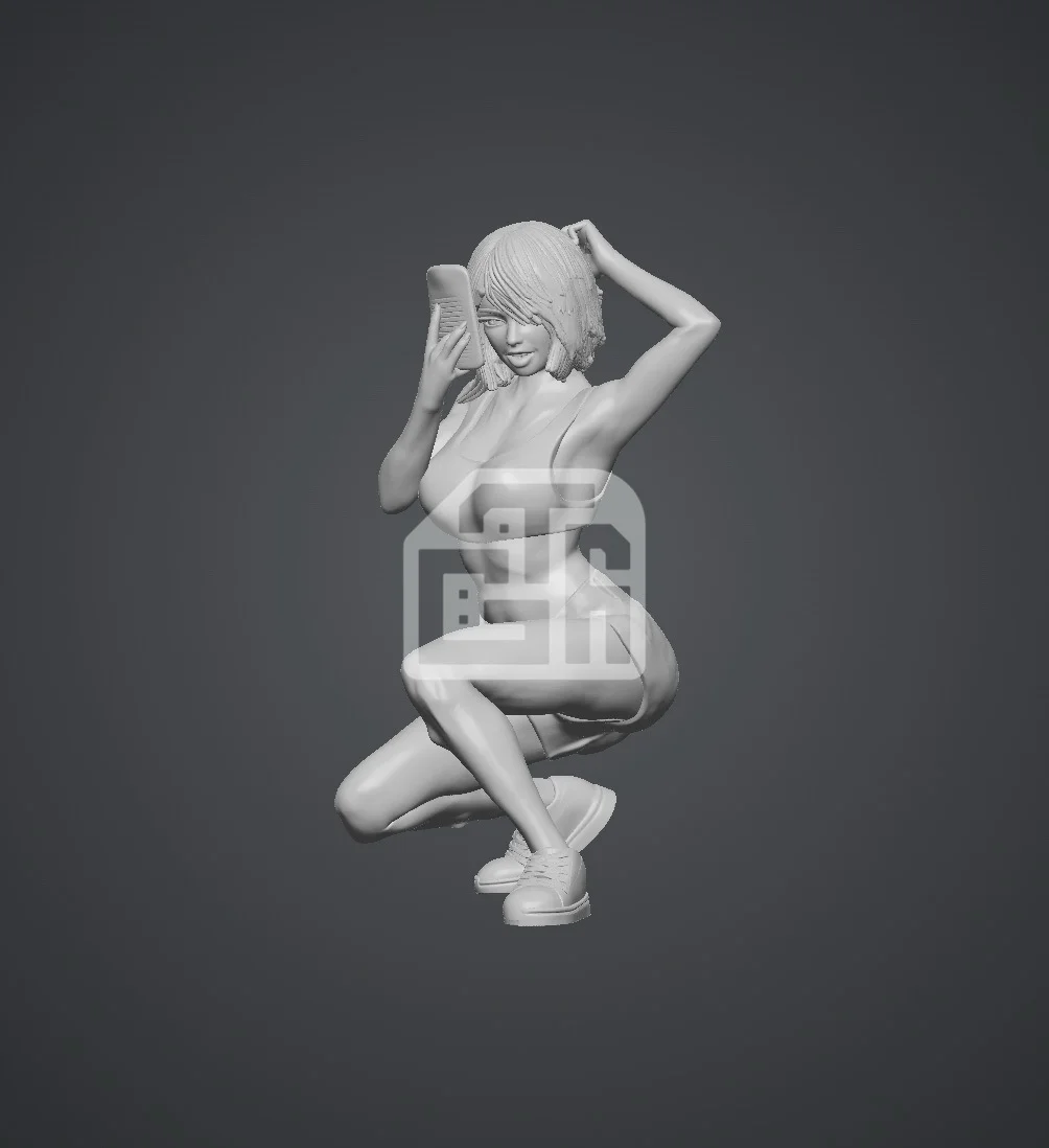Figure cô gái ngồi soi gương selfie - ảnh 1