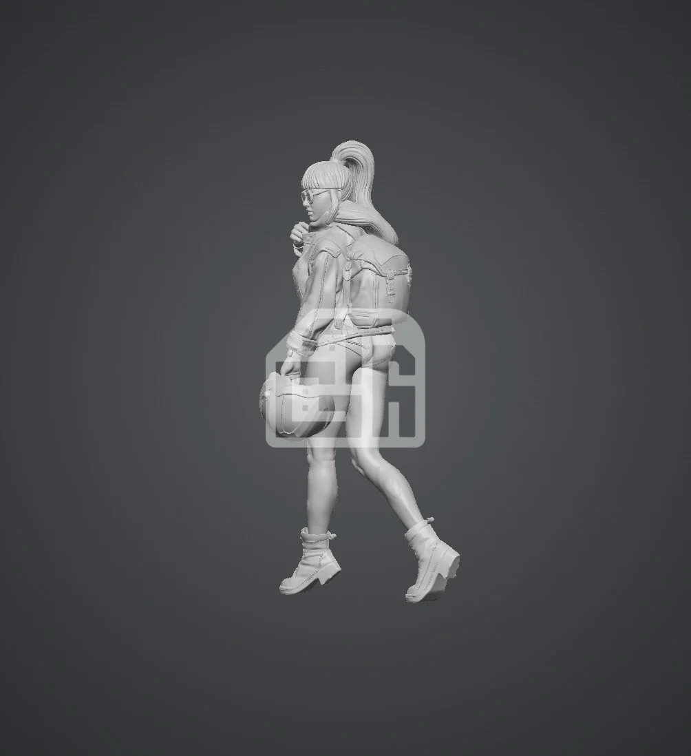 Figure Cô gái biker xinh đẹp tóc búi cầm mũ bảo hiểm - ảnh 1