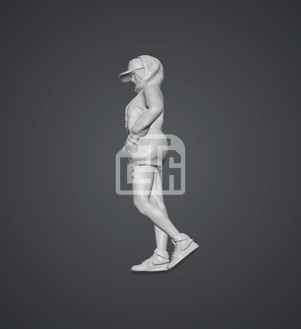 Figure Nữ xinh đẹp mặc hoodie đang bước đi - ảnh 1