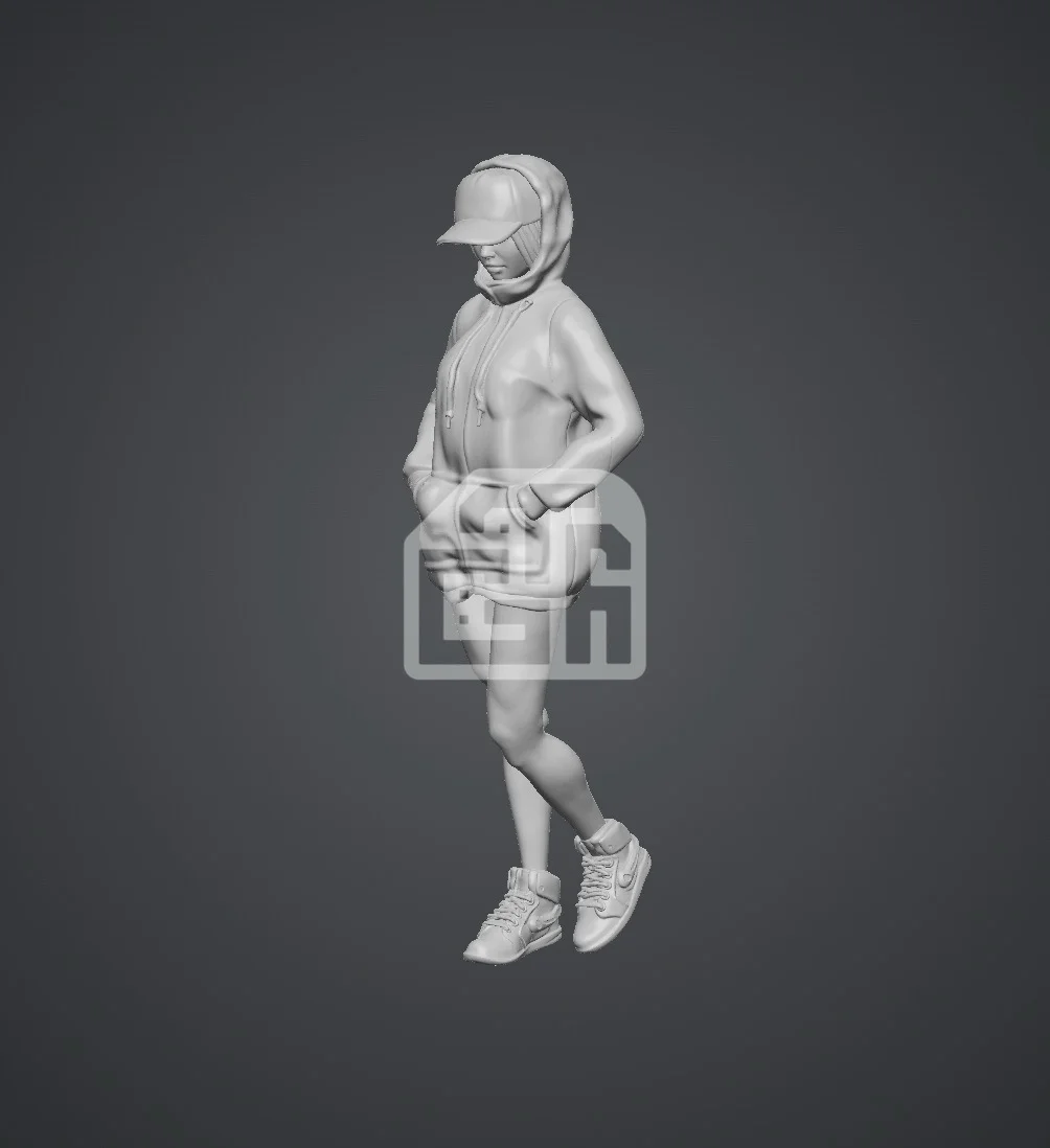 Figure Nữ xinh đẹp mặc hoodie đang bước đi - ảnh 3