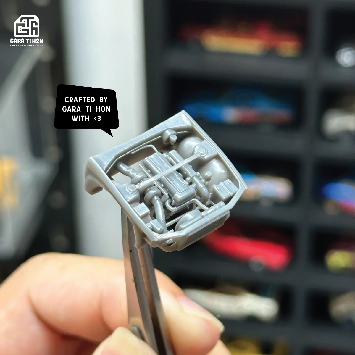 Phôi Khoang Động Cơ (Engine Bay) Nissan GT-R 1:64 - Phụ Kiện Custom In 3D Resin - ảnh 3