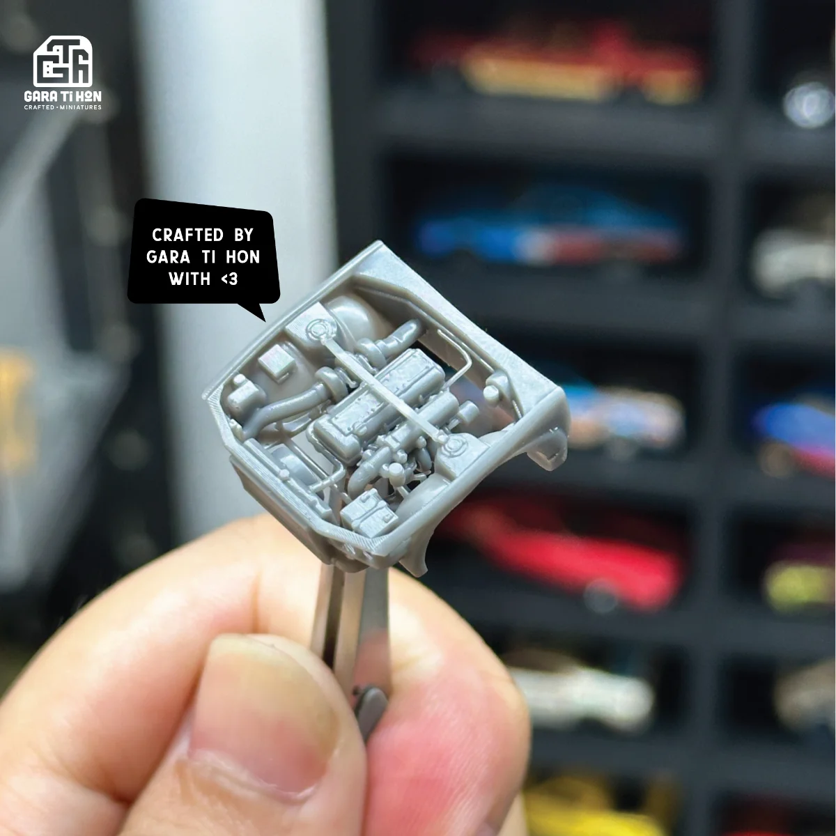 Phôi Khoang Động Cơ (Engine Bay) Nissan GT-R 1:64 - Phụ Kiện Custom In 3D Resin - ảnh 4
