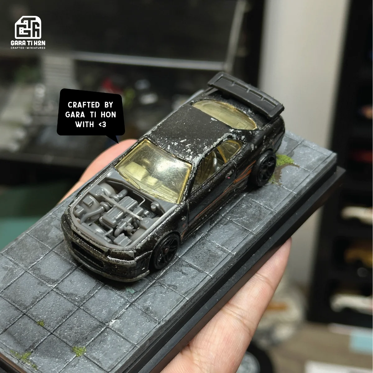 Phôi Khoang Động Cơ (Engine Bay) Nissan GT-R 1:64 - Phụ Kiện Custom In 3D Resin - ảnh 1