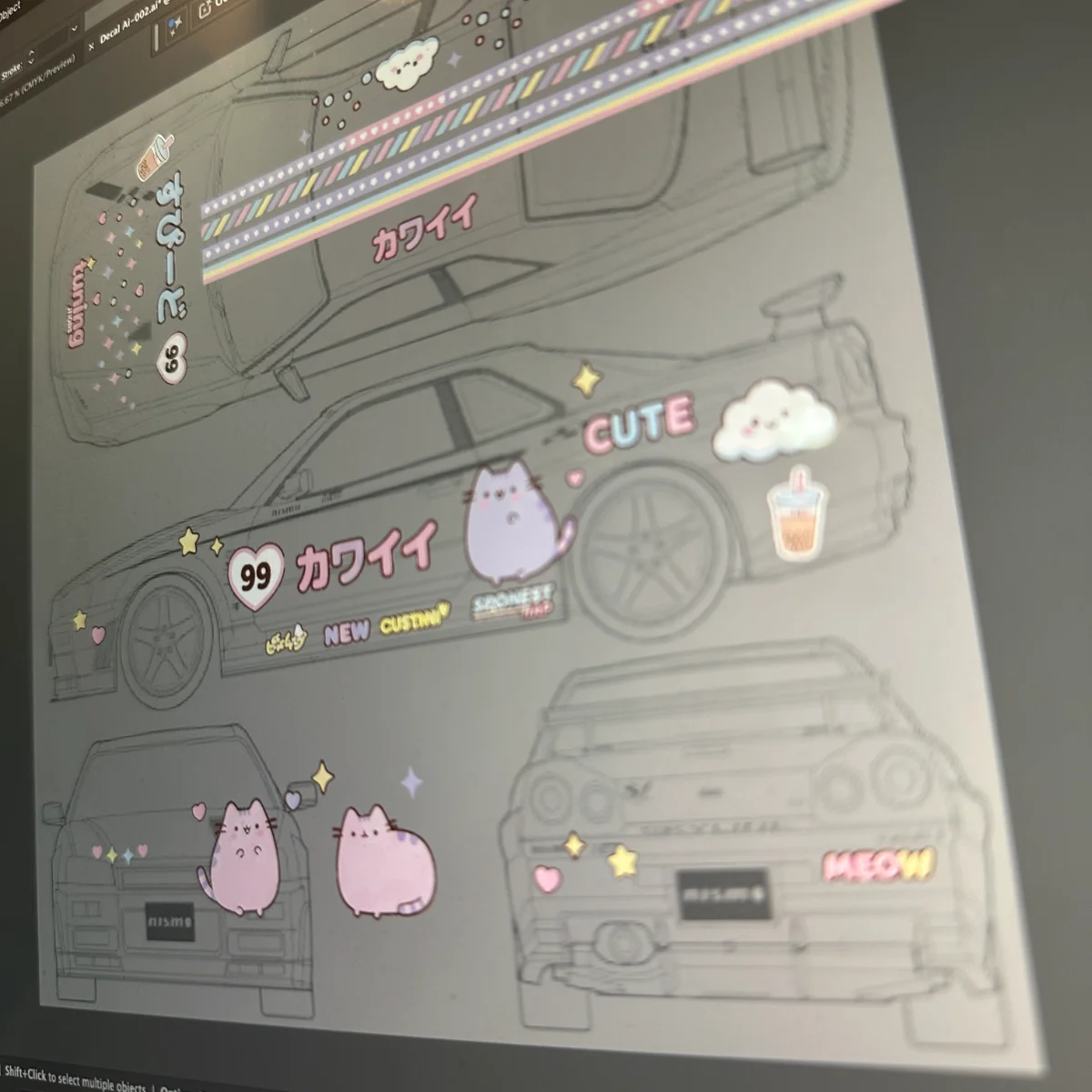 Tem Decal Nước 1:64 Livery Kawaii Mèo Cute - Có Lót Nền Trắng (White Ink) - ảnh 2