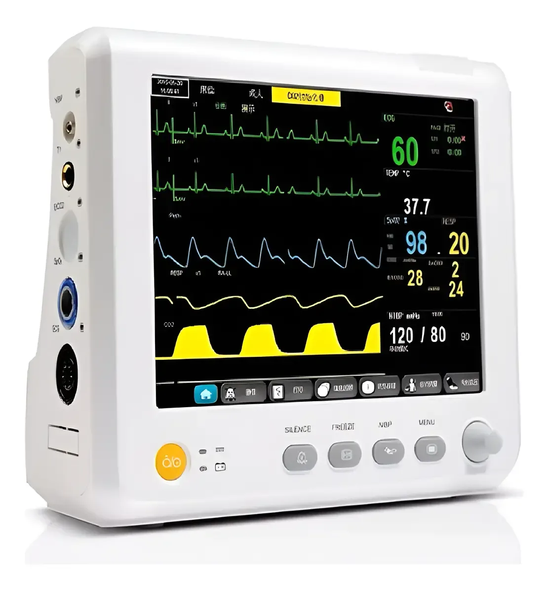 Monitor Multiparamétrico Portátil 6 Parâmetros (EtCO2, SpO2, NIBP, Temp) - Tela de 8" Digital