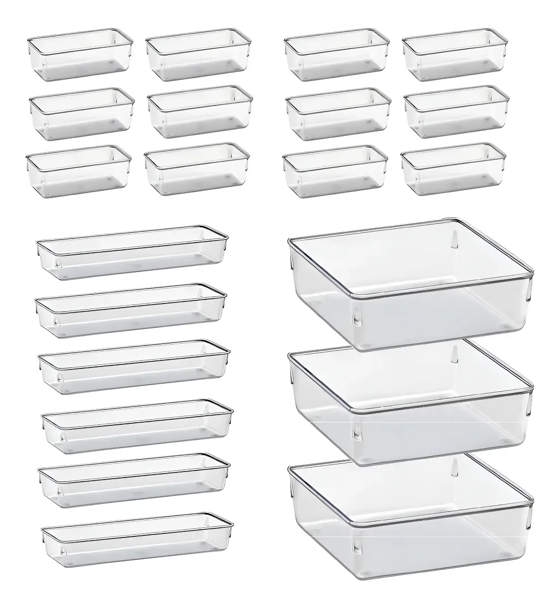 Kit 21 Organizador Acrílico Modular Gaveta Multiuso