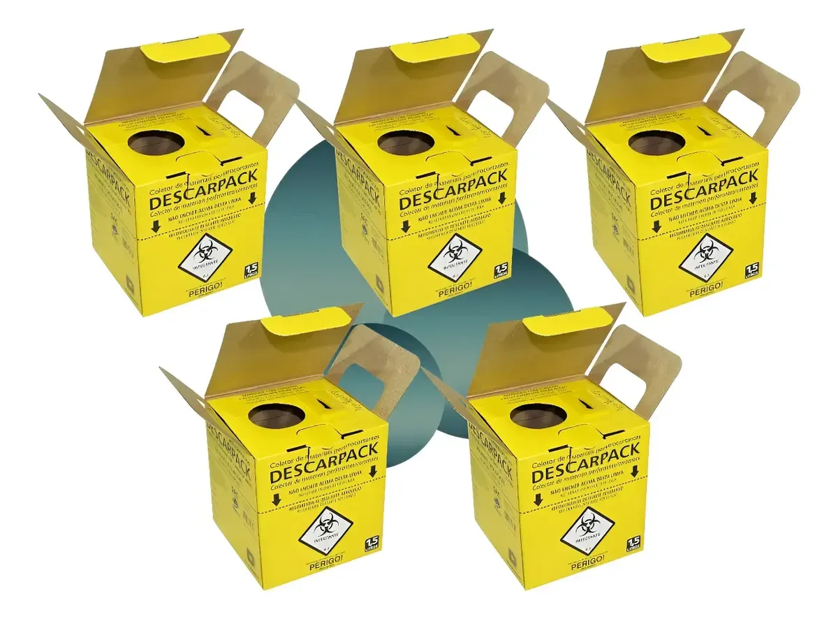 Kit 5 Caixas Coletoras Para Perfurocortantes 1,5l Descarpack