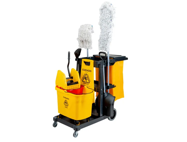 Kit Carrinho Funcional C/ Balde 30/50 Ltrs, Placa, Mop, Pá